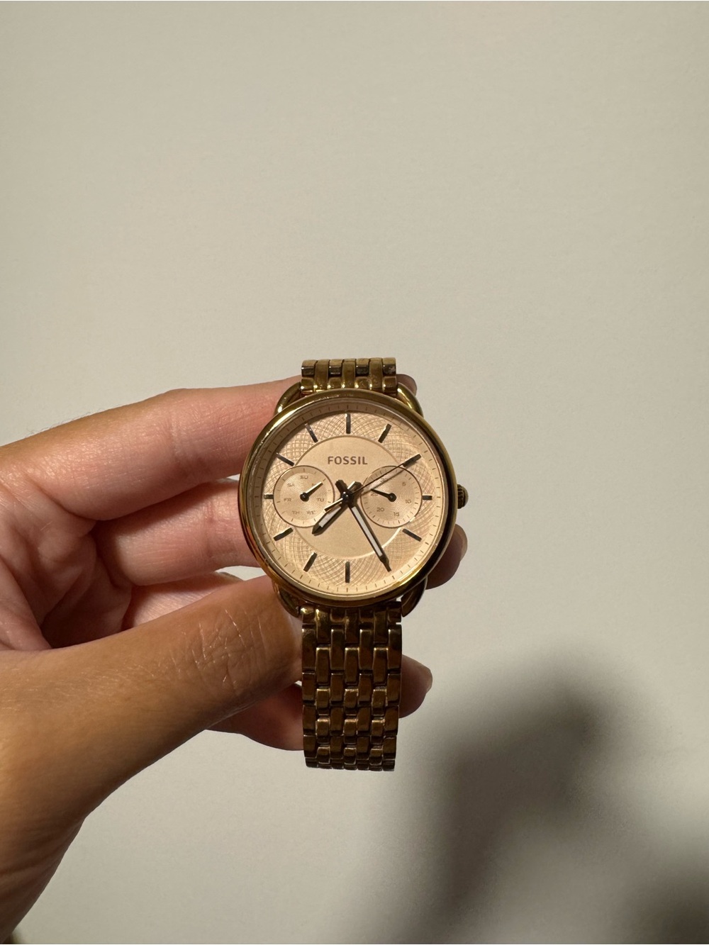 Fossil Gold Tone Bracelet Watch with Champagne Dial